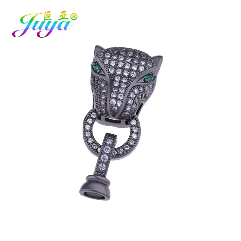 MetalBlack Green Eye Украшения из бисера компоненты головы леопарда Застежка крюк застежки для натурального камня кристаллы браслет жемчуг ожерелье DIY Изготовление - Цвет: MetalBlack Green Eye