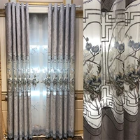 luxury chinese half shading curtains elegant embroidered curtain fabrics for living room bedroom window treatments tulle ag4304