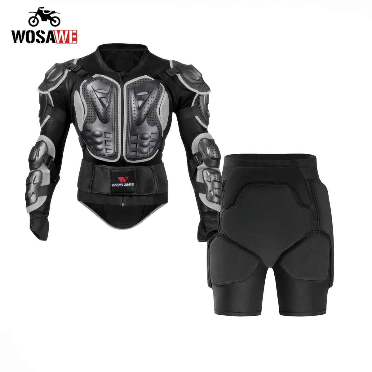 WOSAWE Мужская мотоциклетная Защитная куртка на все тело и шорты для мотокросса