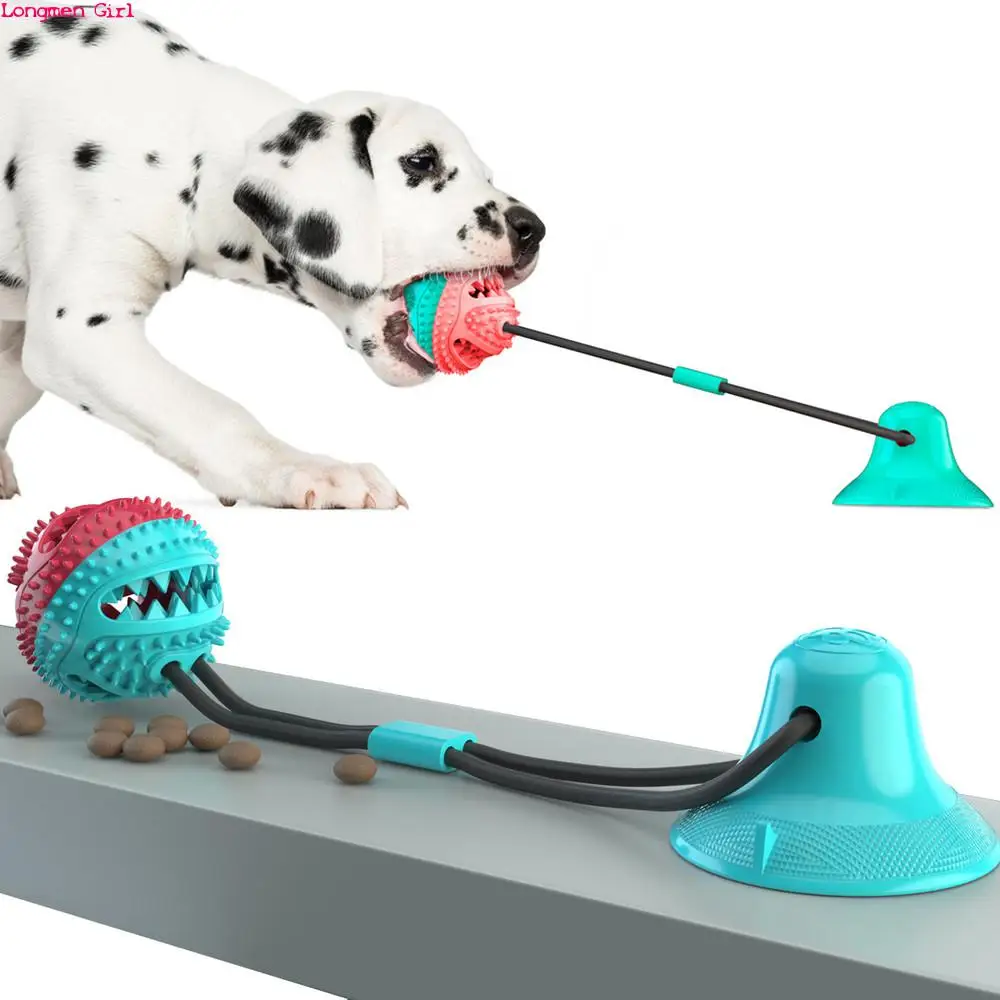 

Игрушки-кусачки для собак, многофункциональные игрушки-жевательки для собак, зубная щетка с присоской, тянуть мяч для чистки зубов собак
