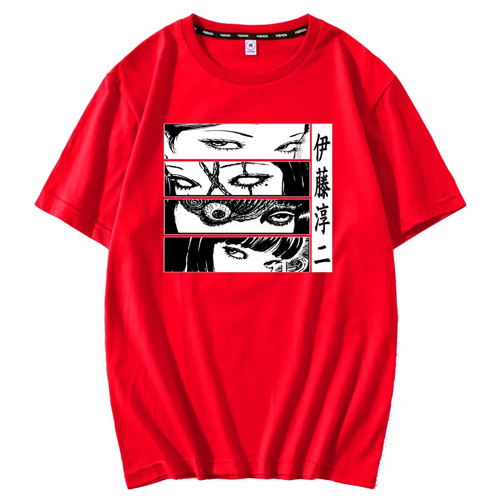 

Japanese Comics Junji Ito Eyes Pattern Tshirt Men Women Spring Summer 100% Pure Cotton Black T-shirt Male Super Hip Hop T Shirt
