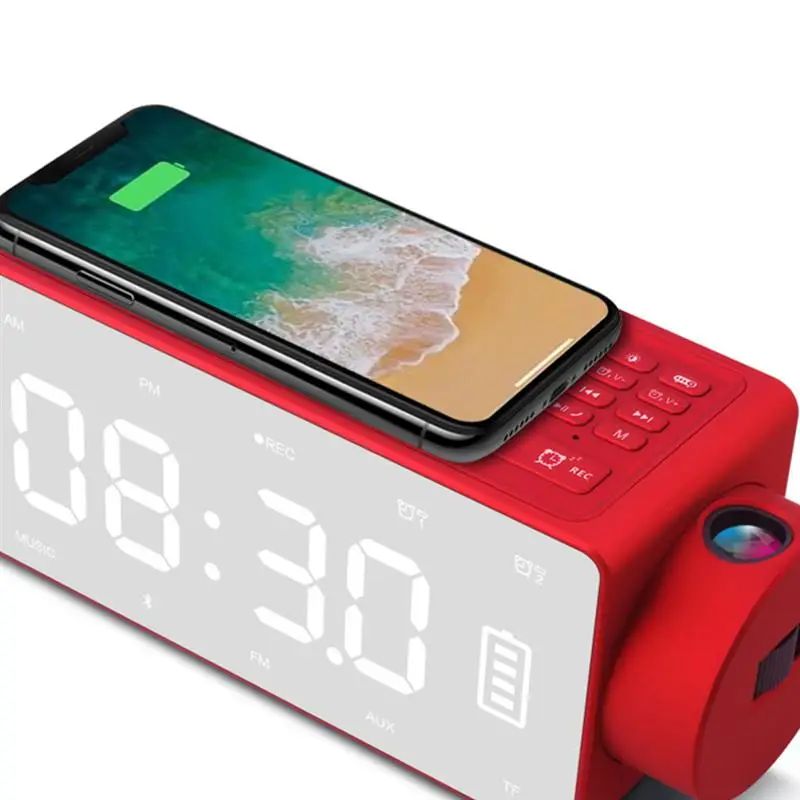 

2000mAh Capacity Acoustic Clock Electronic Alarm Clock Music Player with Loudspeaker Bedside Clock Compatible for Apple Android