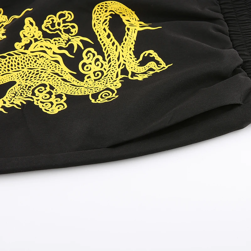 

Dragon Printed High Waist Pants Women Black Streetwear Elastic Waist Pencil Pants 2020 Chinese Style Joggers Women