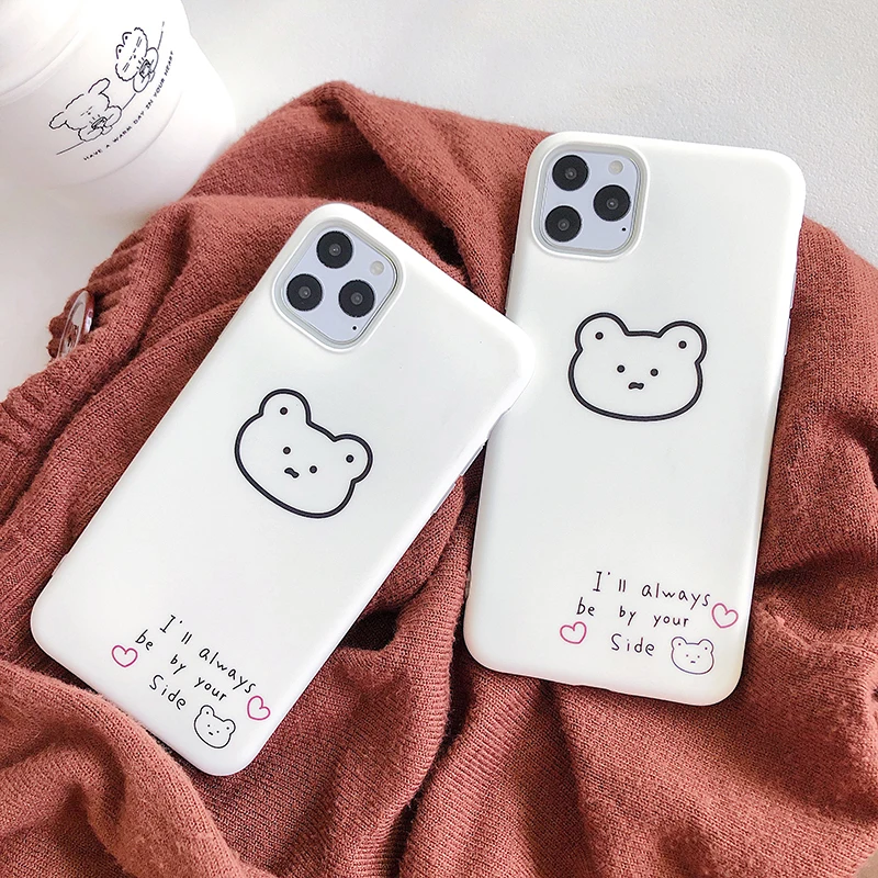 Простой Чехол для мобильного телефона с белым медведем для iPhone 11 Pro Max, силиконовый защитный чехол для iPhone X XR XS Max, мягкий чехол