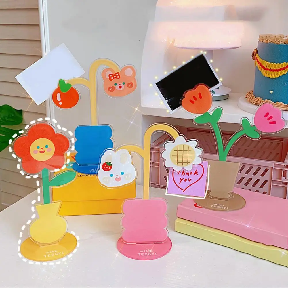 

Note Folder Stand Eye-catching Cartoon Acrylic Cute Flower Design Card Holder Stand for School
