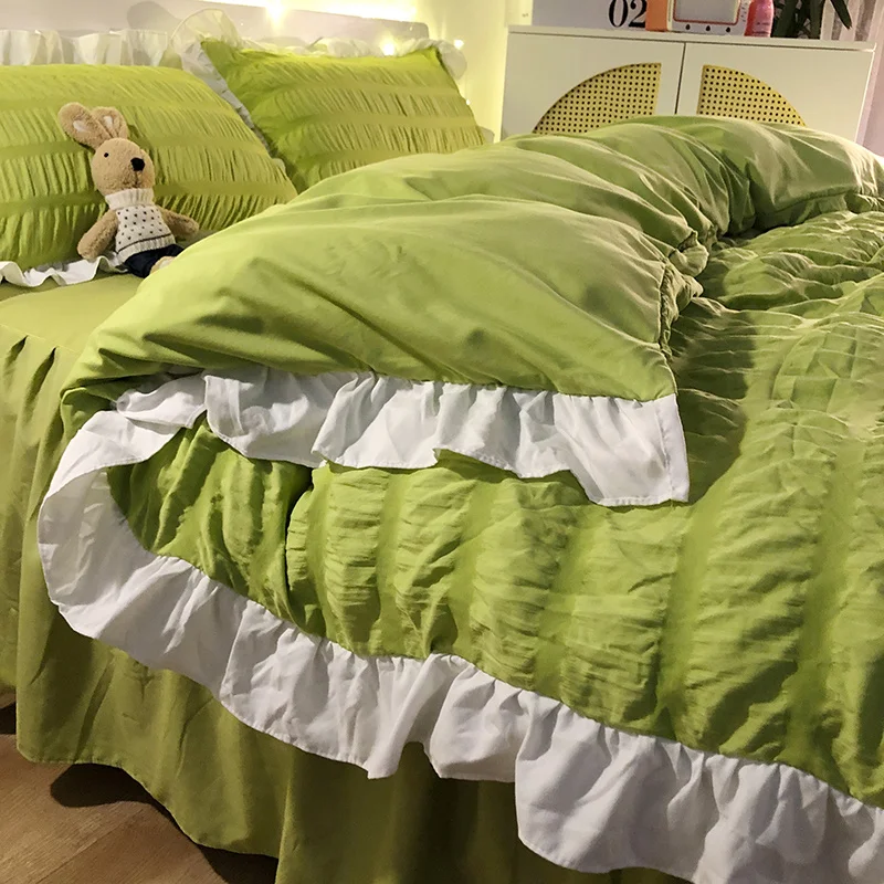 

Elastic Bedding Set Conforter King Size Designer 4 Pcs Bed Sheet Set Green Christmas Quilt Cover Tagesdecke Home Garden ZZ50CP