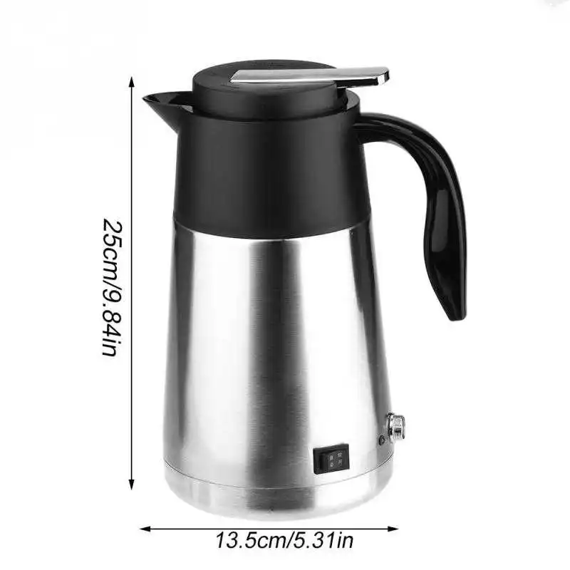 

12/24V 1300ml Car Kettle Stainless Steel Electric Heating Cup Boiling water Bottle Car Truck Kettle Water Heater for Travel