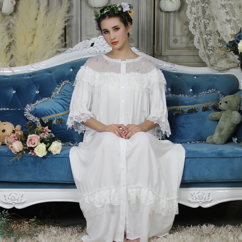 Maternity Pajamas Pregnant Woman Robe Nightgown Long Sleepwear Vintage Elegant Homewear Ladies Dress Full Length Nighties | Мать и