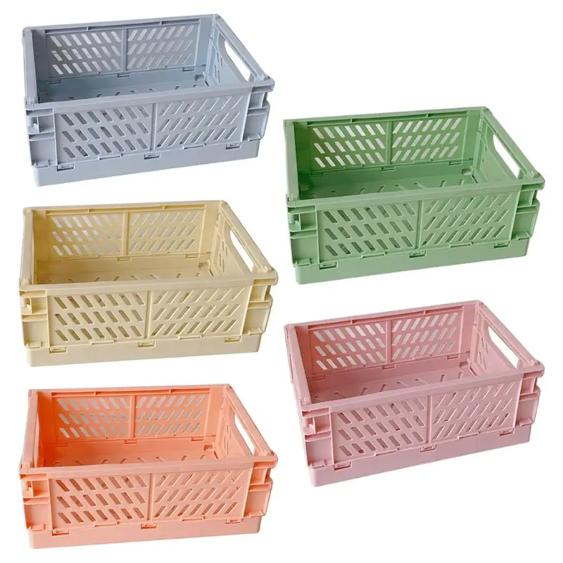 

Collapsible Crate Plastic Folding Storage Box Basket Utility Cosmetic Container girls love