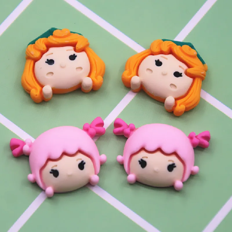 

10pcs Baby Girl pink/orange cute Resin Flat back Cabochon DIY Jewelry Craft Decoration