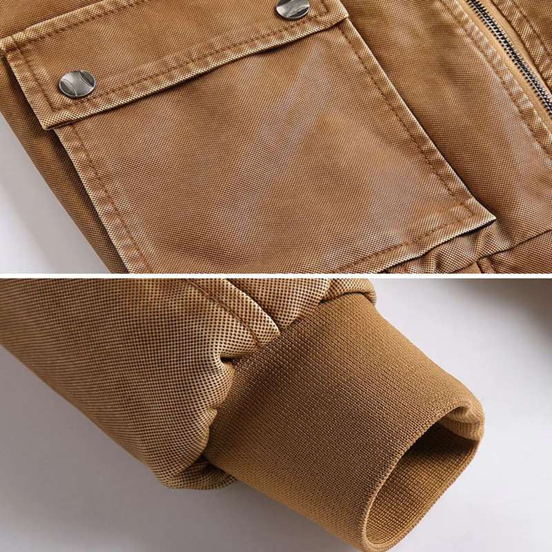 

6XL Men Motorcycle Leather Jacket Stand Collar Casual Biker Jacket Male Vintage Pockets PU Leather Jacket Coat Chaqueta Hombre