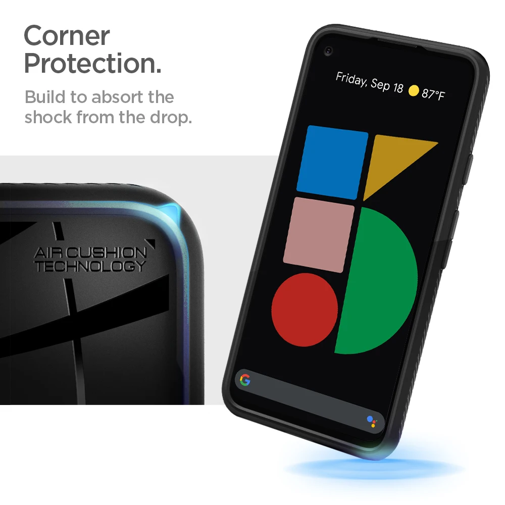 Чехол Spigen Liquid Air для Google Pixel 5 матовый черный Противоскользящий гибкий легкий