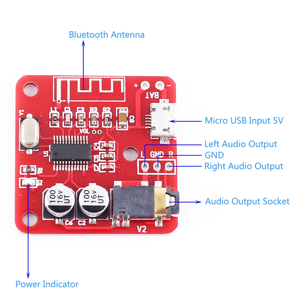 Цифровой Bluetooth-приемник Плата усилителя мощности без потерь голосовой аудио