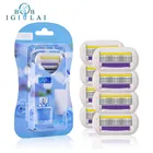 эпиляция шейвер нож бритва наборы для бритья мужская бритва Новая стильная бритва IGUETTA с четырьмя ультратонкими лезвиями, удобная ручная Бритва для леди, набор лезвий для удаления волос, бритва Navaja Afeitar