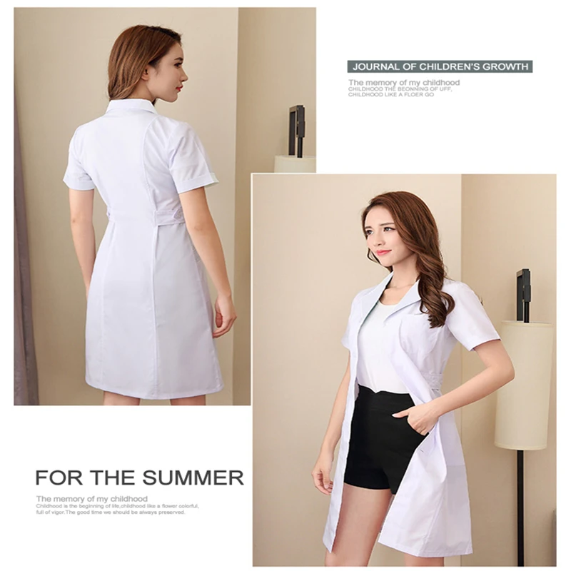 Белый лабораторный пальто для женщин медицинский Доктор Медсестры спецодежда