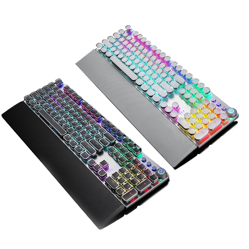 

Mechanical Gaming Keyboard with True RGB Backlit Collapsible Wrist Rest 104-Key Blue Switch Green Axis Punk
