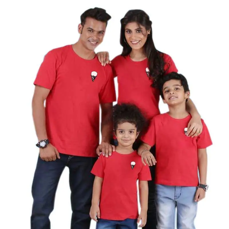 Family matching t shirt ice cream parent child clothes daddy mommy and me outfits look cotton o neck causal top tee | Мать и ребенок