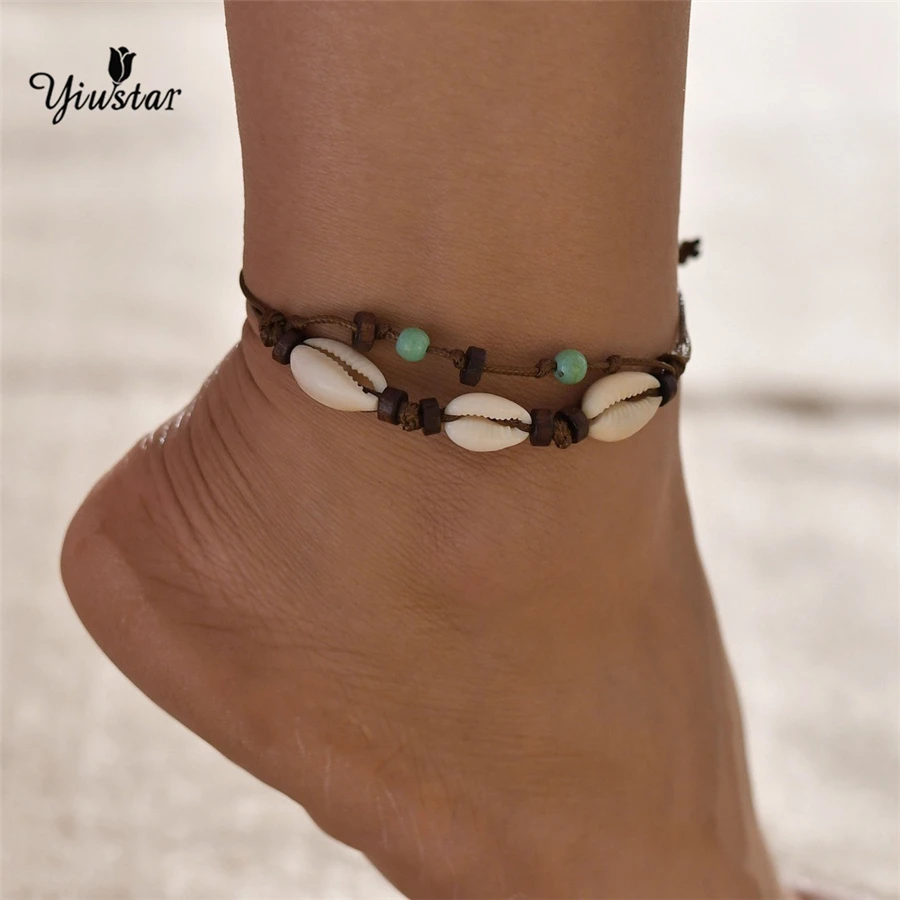 Браслеты yiustar на щиколотку щедрые ножные браслеты с ракушками летняя пляжная