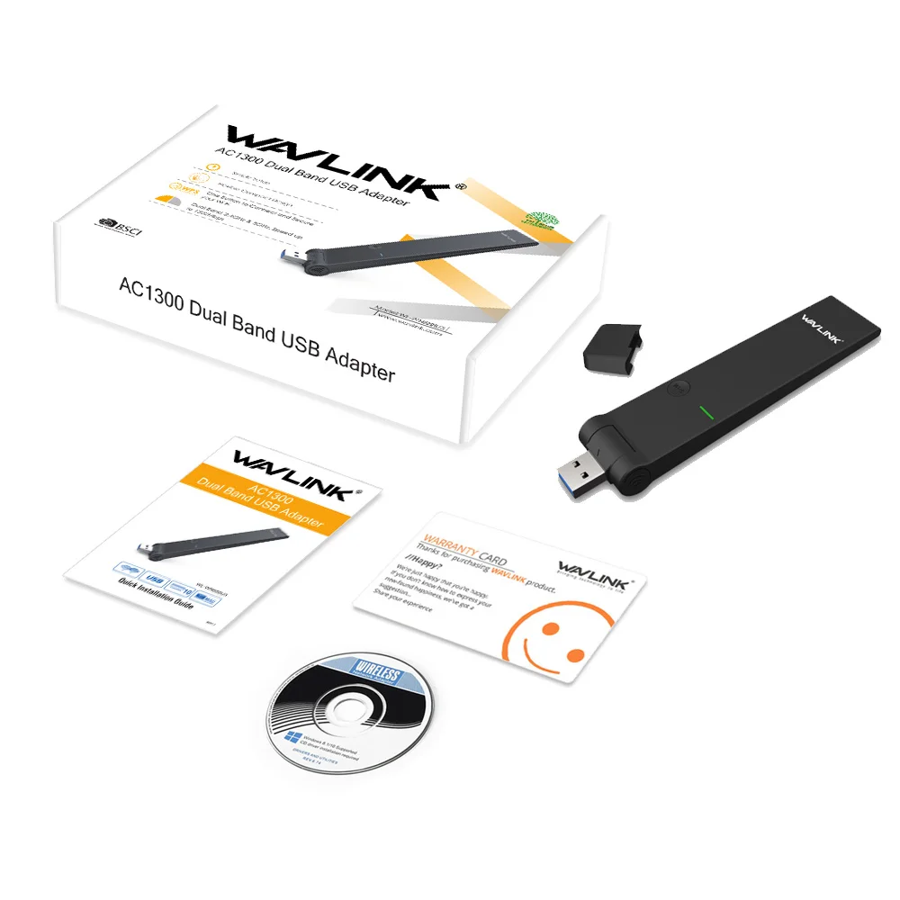 Wavlink AC1300 беспроводной USB wifi адаптер 5 ГГц и 2,4 ГГц двухдиапазонный USB WiFi защитный Мини-Ключ адаптер Сетевая карта с кнопкой WPS WDS AP