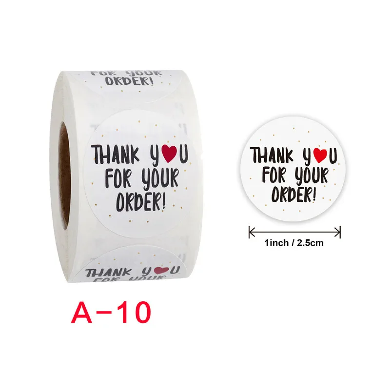 500pcs Round Handmade White Labels Sticker Thank You for Your Order Heart Thanks Shopping Small Shop Local Stickers | Украшения и