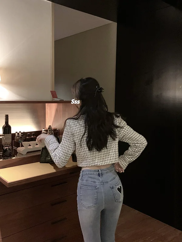 Style Plaid Short Coat Female Rac |