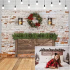 Рождественский изголовье фон для Ветхого кирпичной стены Рождественский венок, декор день рождения Фотостудия Фото фоны
