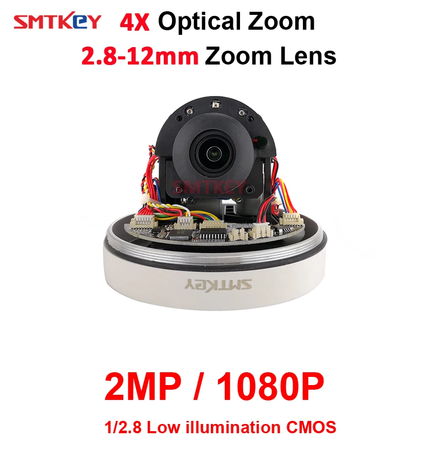 SMTKEY 2MP 1080P 4X 2,8-12 мм автоматическая фокусировка мини PTZ купольная камера для наружного водонепроницаемого видеонаблюдения IP камера