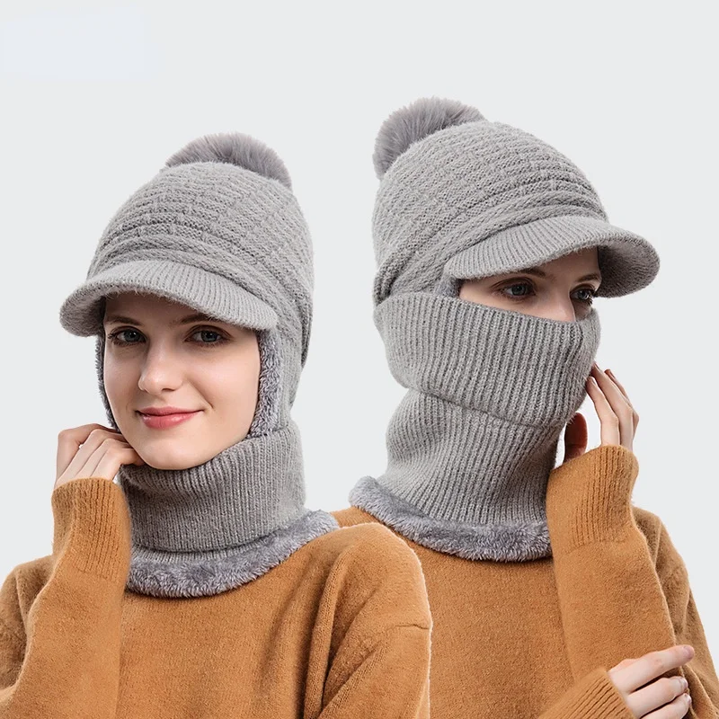

Cycling Caps Skullies Beanies Winter Knitted Hat Cap Elastic Thick Skin-friendly Warm Ear Protection Bonnet Hiking Women's Hats
