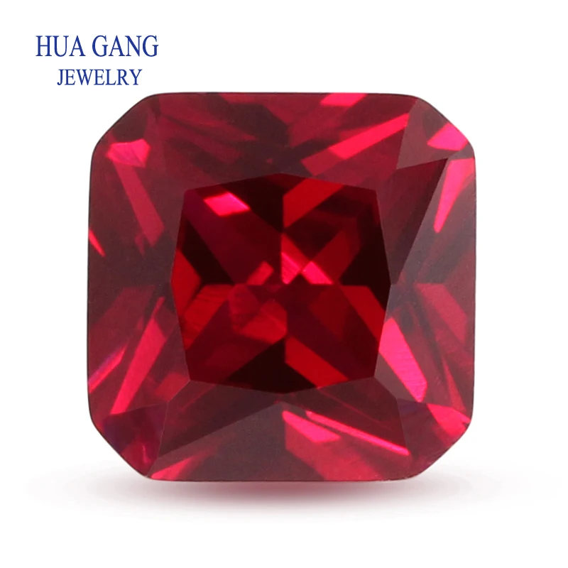 

8# Red Corundum Stones Square Octangle Shape Princess Cut Synthetic Corundum Gems For Jewelry Size 3x3~10x10mm Free Shipping