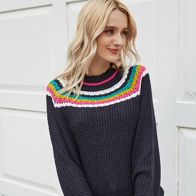 Женская обувь на не сужающемся книзу массивном вязаный свитер в этническом стиле