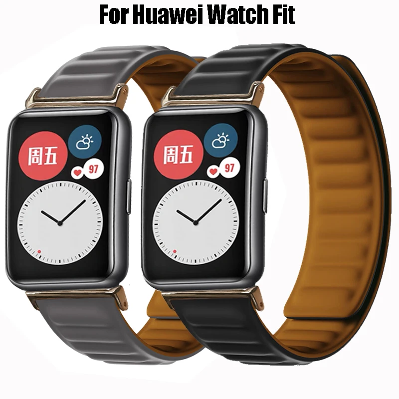 Силиконовый ремешок для часов Huawei Watch Fit мощный магнитный браслет fit спортивный