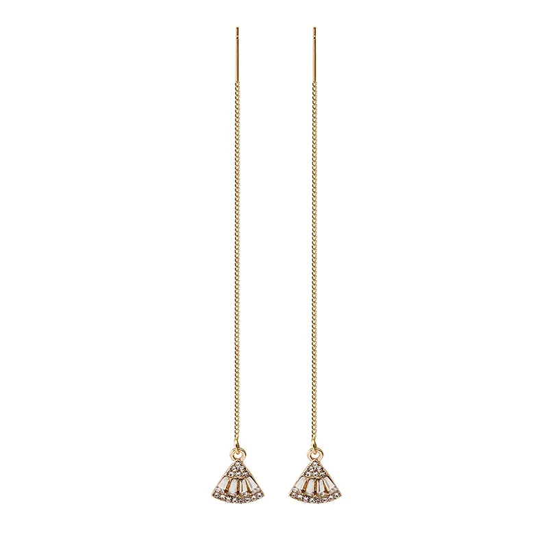 

Fashion Retro Green Women's Earrings Long Temperament Fan-Shaped Tassel Earrings