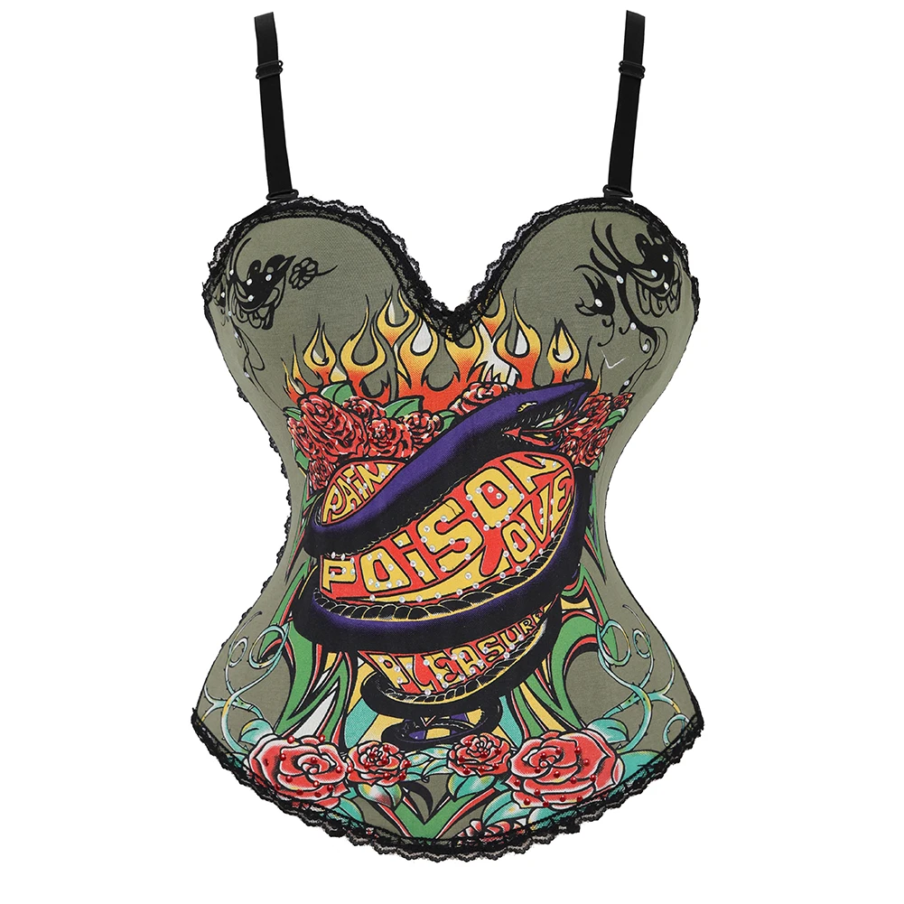 Сексуальный корсет в готическом стиле утягивающий бюстье топ на бретельках