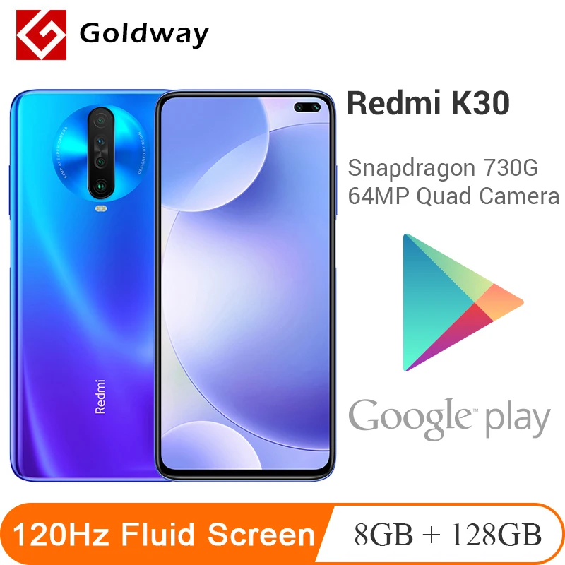 Xiaomi Redmi K30 8GB 128GB Смартфон Snapdragon 730 Octa Core 64 мегапиксельная четырехъядерная камера 120