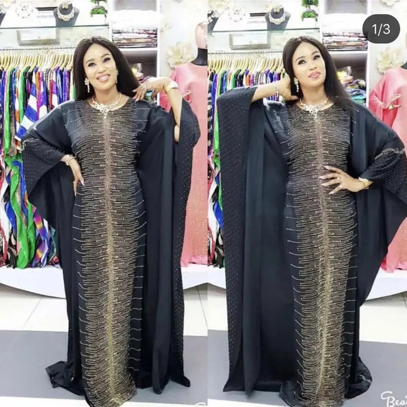 Diamond inlay wih scarf for Lady Plus Size Dashiki Beads African Clothes Abaya Dubai Muslim Dress Robe Africa | Тематическая одежда