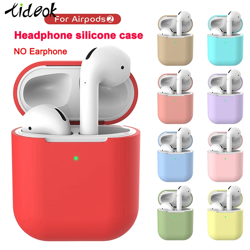 Силиконовый Bluetooth беспроводной Чехол для наушников Apple AirPods 1:1 однотонный