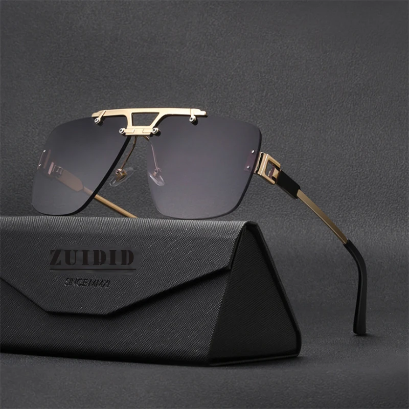 

2021 Rimless Sunglasses Fashion Big Frame Men Sunglasses Women Tide Vintage Lunette De Soleil Femme Square Glasses Gafas De Sol