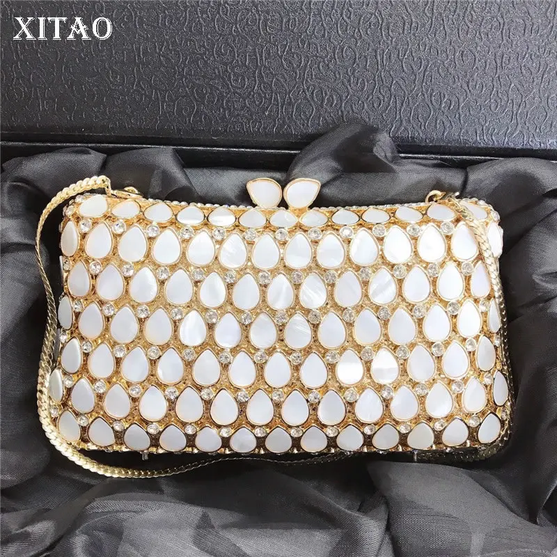 

XITAO Water Drop Shell Diamond Dinner Bag Wisp Empty Diamond Banquet Dress Crystal Hand Elegant Gold Magnetic Button JL0020