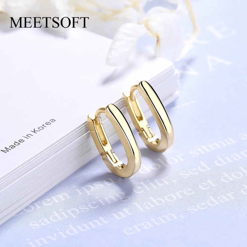 Женские серьги-кольца MEETSOFT из стерлингового серебра с защитой от аллергии модный