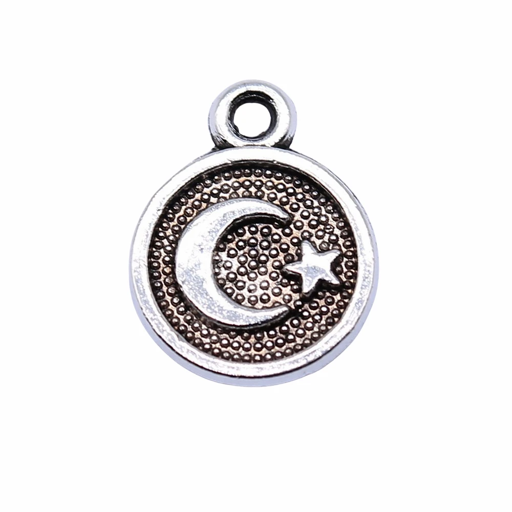 

Tristana 40pcs 10x12mm Antique Silver Color Moon Stars Charms Pendant For Jewelry Making DIY Jewelry Findings