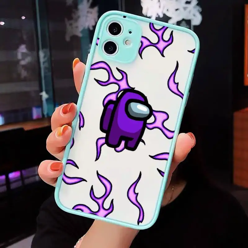 

cute cartoon game among us Phone Case Matte For iPhone 12 Mini 11 Pro XR XS Max 7 8 Plus X Hard PC Back Cover