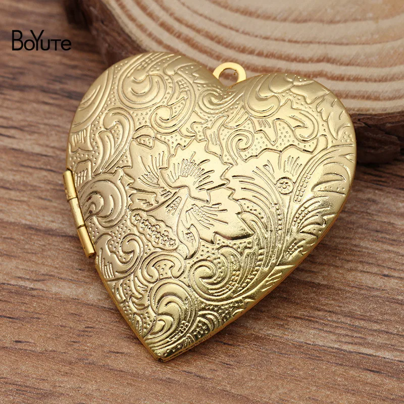 BoYuTe (5 шт./лот) 40*41*9 мм металлический медальон в форме сердца плавающий кулон с фото