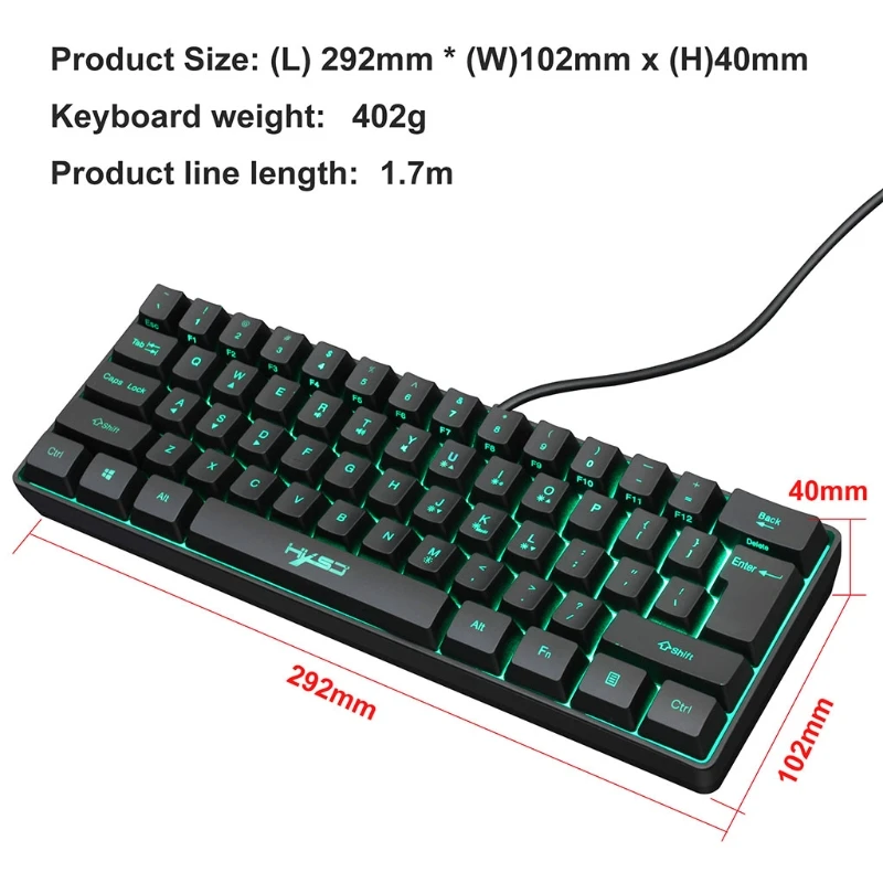 HXSJ V700 61-клавишная игровая RGB-клавиатура с комбинациями клавиш быстрого доступа