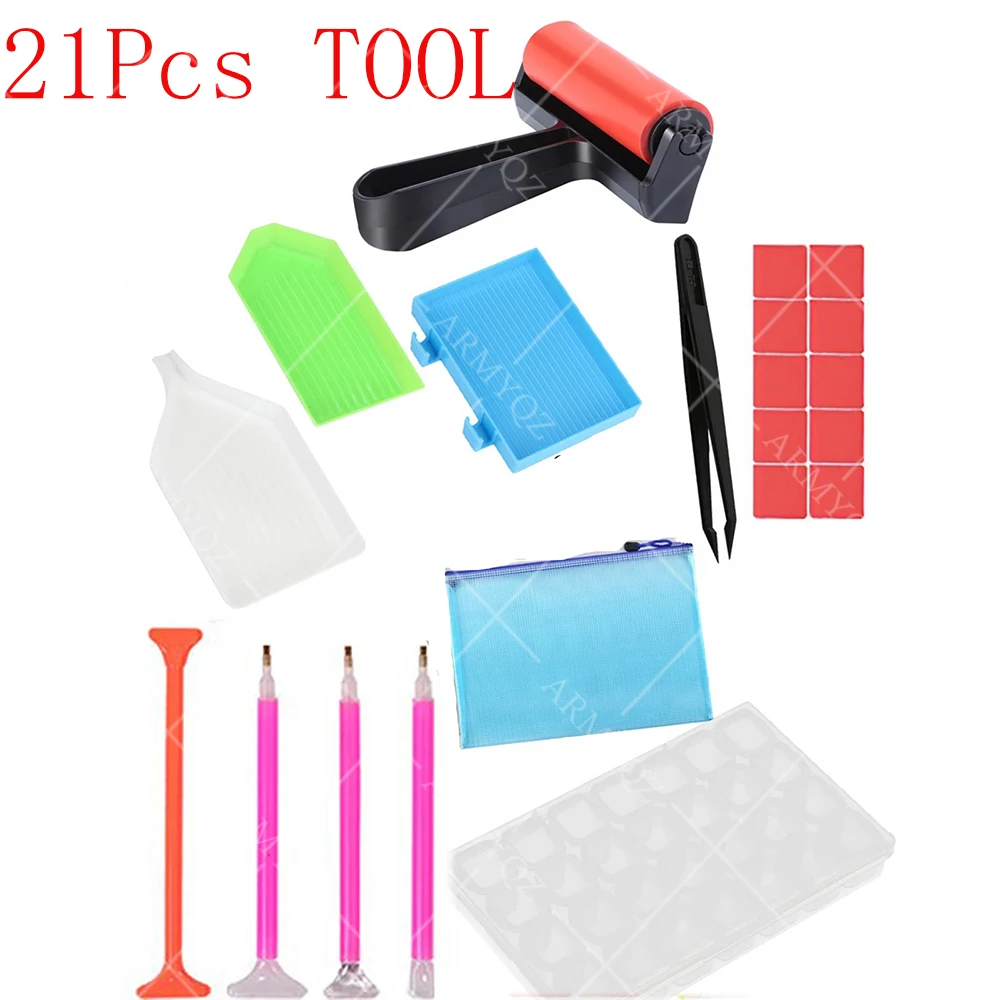 5d Diy Diamond Painting Kit Pen Rhinestone Embroidery Tools Plastic Point Drill Pen Set Diamond Painting Accessories 21/43pcs