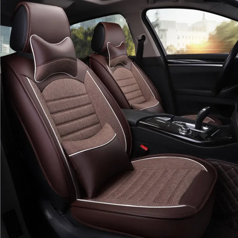 Льняные автомобильные чехлы для hyundai tucson 2019 2008 i30 solaris santa fe veloster акцентная Соната nf