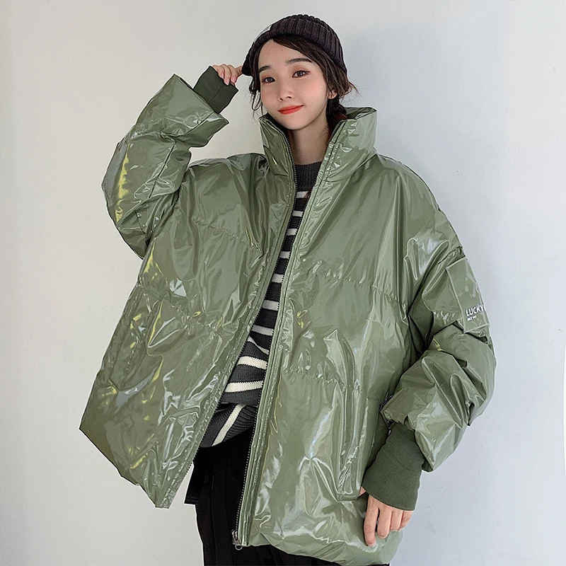 green Зимняя Мужская короткая хлопковая стеганая одежда, мужская верхняя одежда, одежда для влюбленных, водонепроницаемые парки, повседневные теплые зимние куртки - Цвет: green