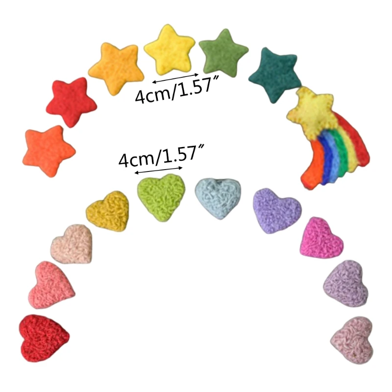 7/10 piezas DIY, fieltro de lana de beb&eacute; hecho a mano, arco&iacute;ris, estrellas, coraz&oacute;n de amor, decoraci&oacute;n para fiesta en casa 2021-3