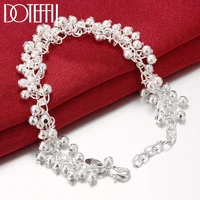 doteffil 925 sterling silver frosted matte grape beads chain bracelet for women wedding engagement party fashion jewelry