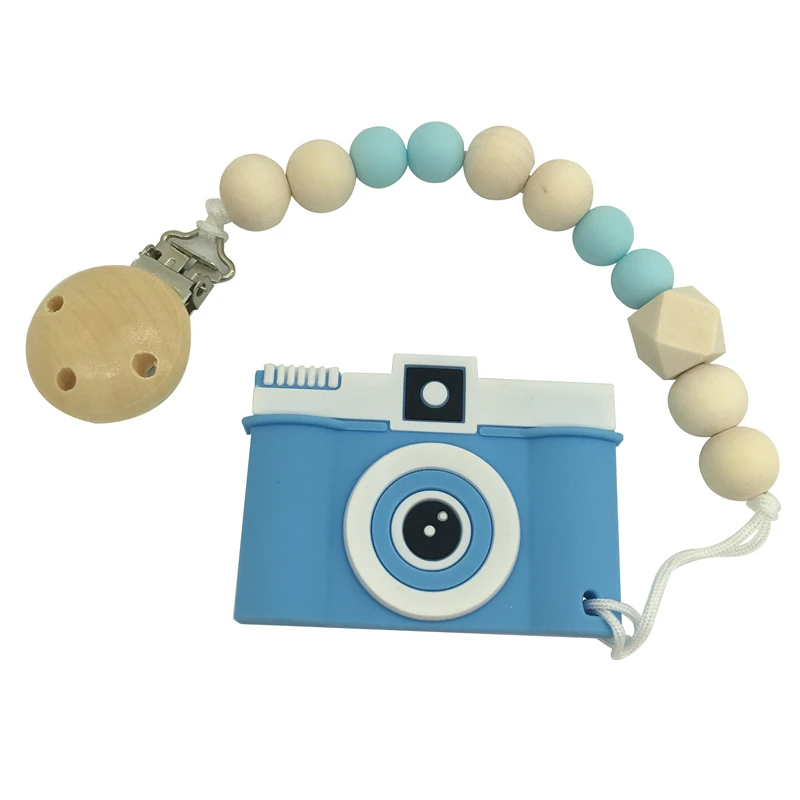 Cadena mordedor de silicona para beb&eacute;, juguetes de dentici&oacute;n sin BPA, accesorios para beb&eacute;, mordedor para reci&eacute;n nacido, chupete infantil, soporte con Clip-4