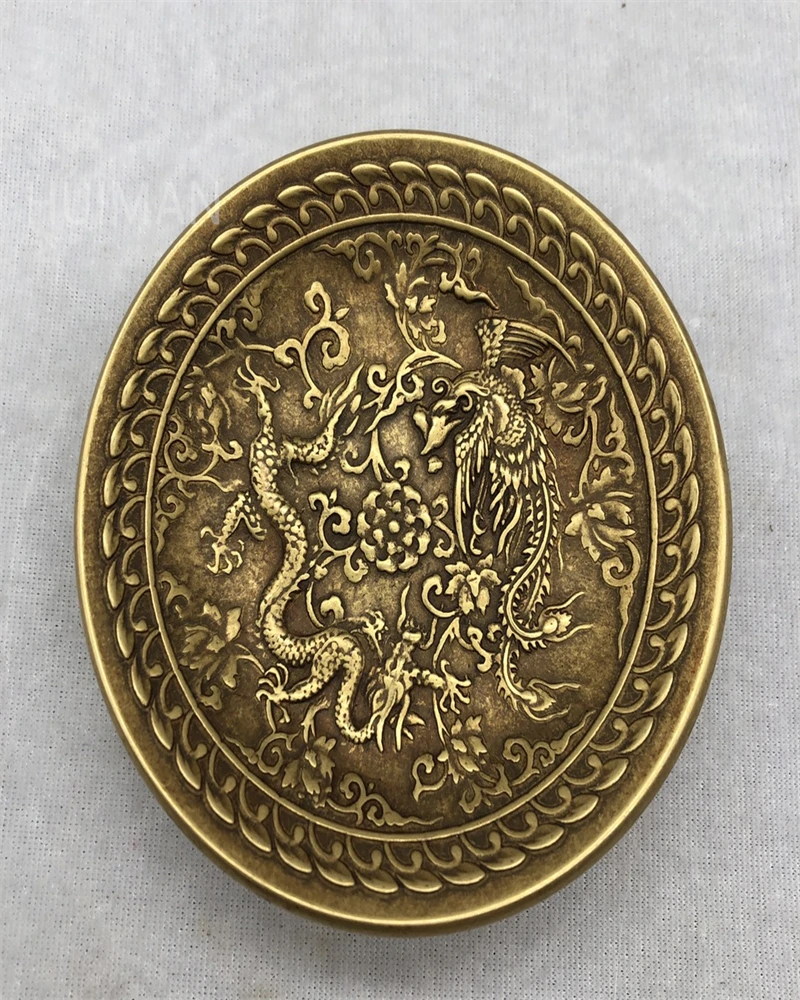 

Китайская латунная резная тарелка с драконом и Фениксом, металлические поделки, украшение для дома